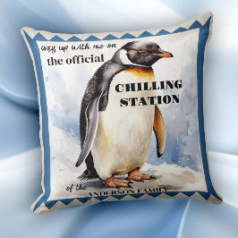 Cojín Decorativo Cute acuarela Penguin Chilling Station