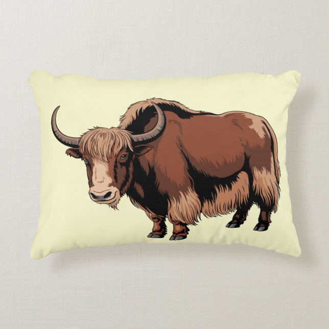 Cojín Decorativo Cute & adorable brown Yak  (Anverso)