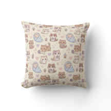 Cute Aesthetic Kitten Pattern Throw Pillow - Cozy 