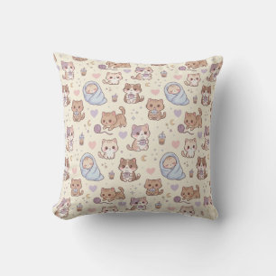 Cojín Decorativo Cute Aesthetic Kitten Pattern Throw Pillow - Cozy 