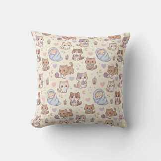 Cojín Decorativo Cute Aesthetic Kitten Pattern Throw Pillow - Cozy 