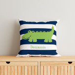 Cojín Decorativo Cute Alligator<br><div class="desc">Fun personalized kids design with an alligator theme.</div>