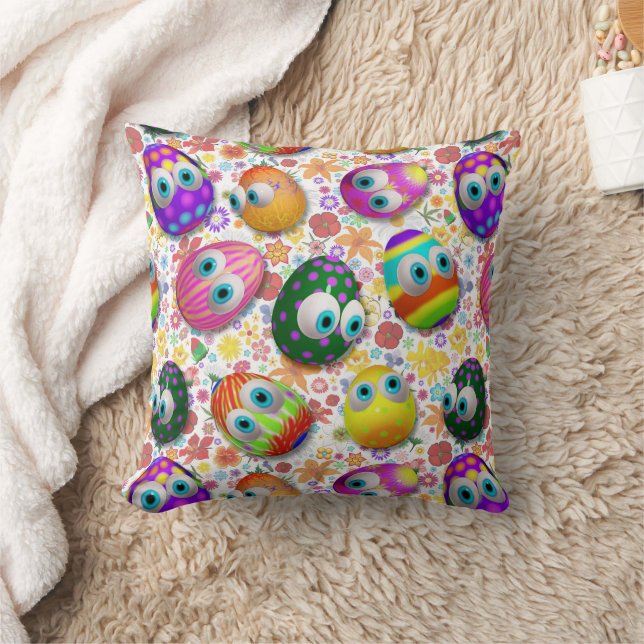 Cojín Decorativo Cute and Funny Easter Eggs Cartoon (Manta)