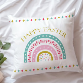 Cojín Decorativo Cute Arcoiris Azul Rosa Rojo Dorado Feliz Pascua