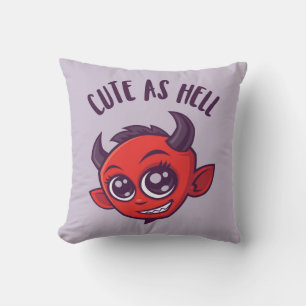 Cojín Decorativo Cute as Hell Devil con texto oscuro