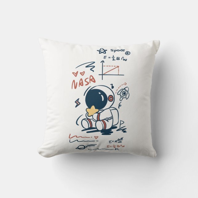 Cojín Decorativo Cute Astronaut Space Cartoon Throw Pillow (Anverso)