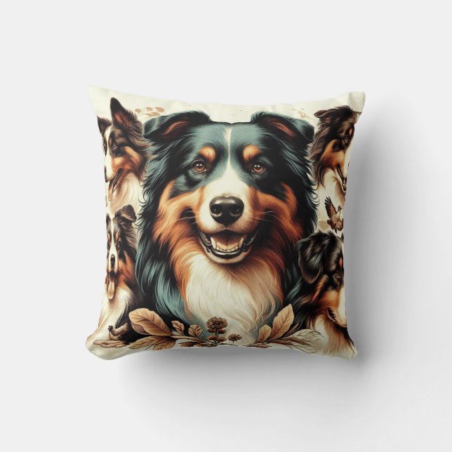 Cojín Decorativo Cute Australian Shepherd Painting (Anverso)