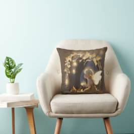 Cojín Decorativo Cute Autumn Fairy with Glowing Flowers