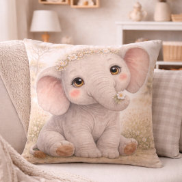 Cojín Decorativo Cute Baby Elephant Neutral Nursery 