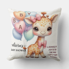 Cojín Decorativo Cute Baby Giraffe with Balloons Baby Shower