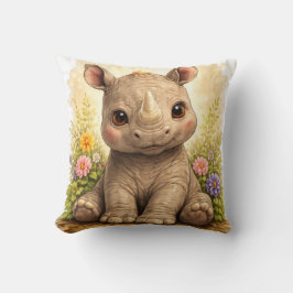 Cojín Decorativo Cute Baby Rhino Kawaii Animal Nursery Gift Pillow