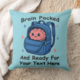 Cojín Decorativo Cute Back-to-School Customizable “Brain Ready"