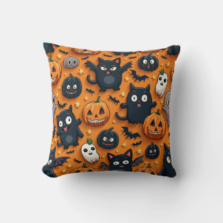 Cojín Decorativo Cute Bat y Cat Pumpkin Halloween Cushira