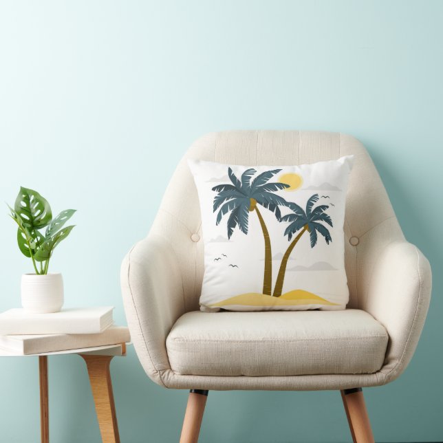 Cojín Decorativo Cute Beach Vacation Tropical Palm (Silla)
