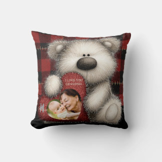 Cojín Decorativo Cute Bear I Love You Grandma Custom Monogram Photo