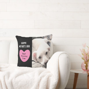 Cojín Decorativo Cute Best Mamá del Mundo Cachorro Perro Corazón Ro