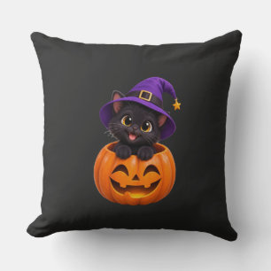 Cojín Decorativo Cute Black Cat Halloween Bruja Pumpkin Sticker Ell