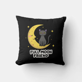 Cojín Decorativo Cute Black Cat on Moon - Full Moon Friend