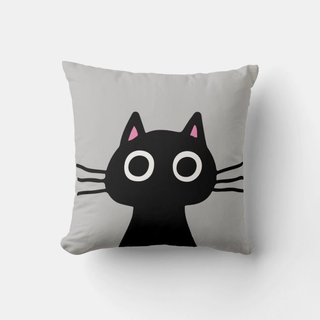 Cojín Decorativo Cute Black Kitty | Quirky Mascota Cat Lover (Anverso)