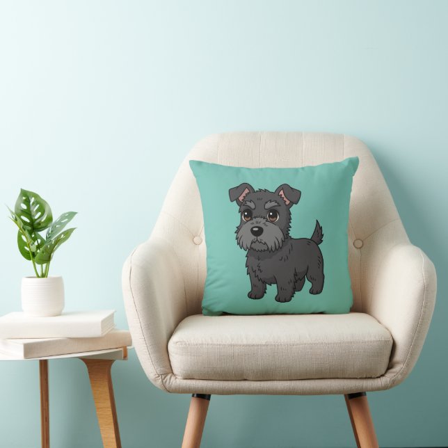 Cojín Decorativo Cute Black Scottish Terrier Dog Green (Silla)