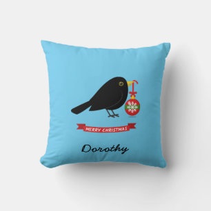 Cojín Decorativo Cute Blackbird Con Un Nombre Personalizado De La B