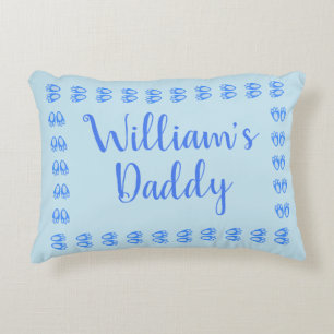 Cojín Decorativo Cute Blue Baby Boy Bunny Pies de Pascua Personaliz