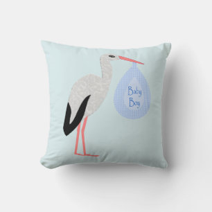 Cojín Decorativo Cute Blue Baby Boy Stork