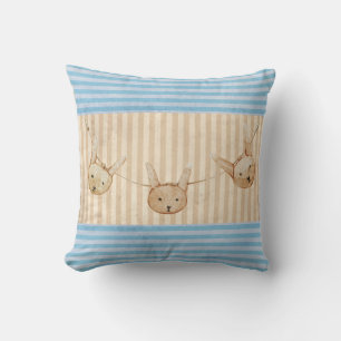 Cojín Decorativo Cute Blue Bunny Rabbit Stripe