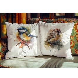 Cojín Decorativo Cute Bluetit en una sucursal, personalizado