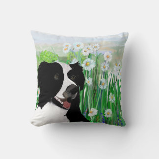 Cojín Decorativo Cute, Border Collie Daisies Wall Art Poster
