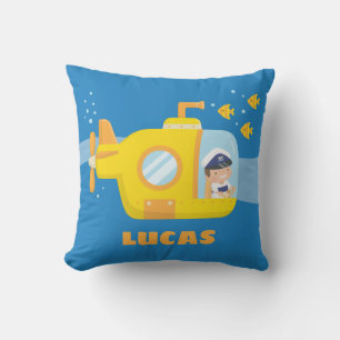 Cojín Decorativo Cute Boy in Submarine Kids Room Decor Throw Pillow