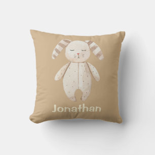 Cojín Decorativo Cute Brown Sleepy Bunny Name Nursery