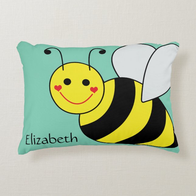Cojín Decorativo Cute Bumble Bee Personalizado (Anverso)