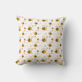 Cojín Decorativo Cute Bumblebee y Flores