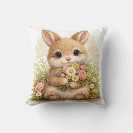 Cojín Decorativo Cute Bunny Flower Bouquet Pillow Kawaii