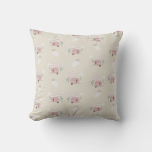 Cojín Decorativo Cute Campamento Rosa Patrón Terroso