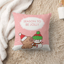 Cojín Decorativo Cute capibara y Snowman