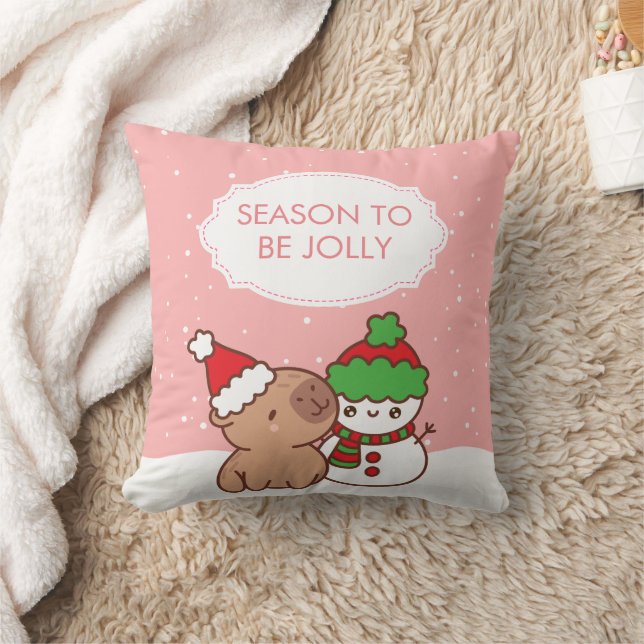 Cojín Decorativo Cute capibara y Snowman (Manta)