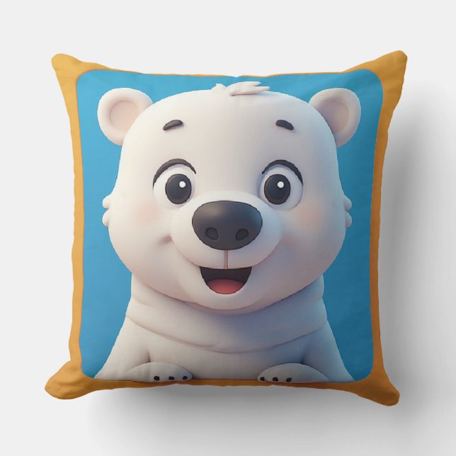 Cojín Decorativo Cute Cartoon Polar Bear Character  (Anverso)