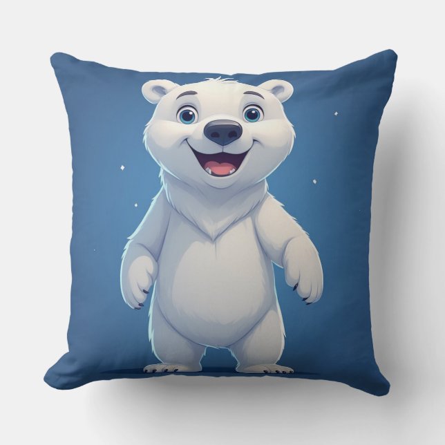 Cojín Decorativo Cute Cartoon Polar Bear Character  (Anverso)