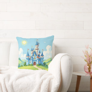 Cojín Decorativo Cute castillo azul y blanco