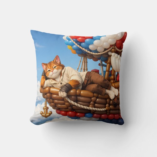 Cojín Decorativo Cute Cat Balloon Adventure Kids Pillow Decor (Anverso)