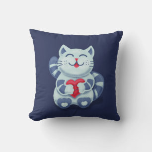 Cojín Decorativo Cute Cat Blue Valentine Kids