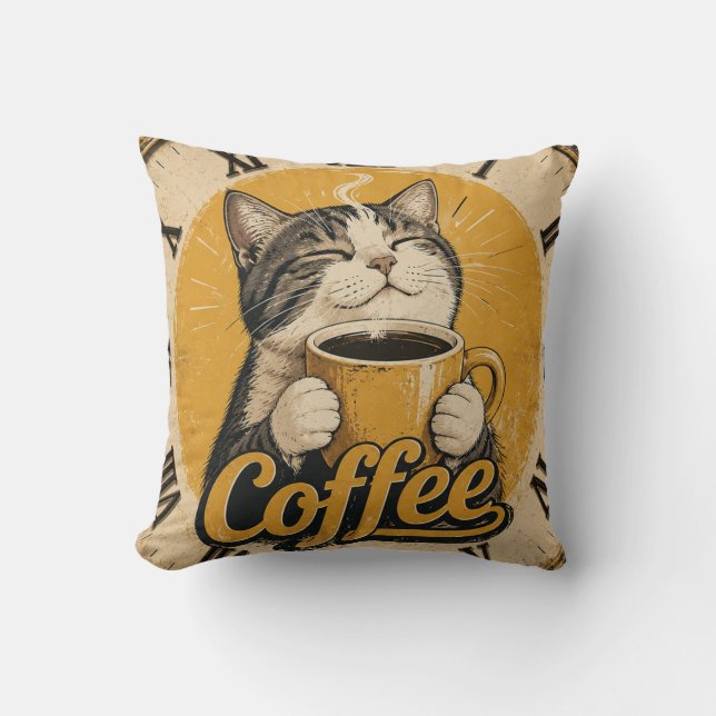 Cojín Decorativo Cute Cat Coffee (Anverso)
