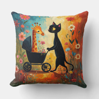 Cojín Decorativo Cute Cat Giraffe Throw Pillow
