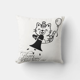 Cojín Decorativo Cute Cat Happy Birthday Throw Pillow