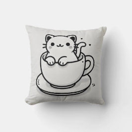 Cojín Decorativo Cute Cat in Teacup Throw Pillow