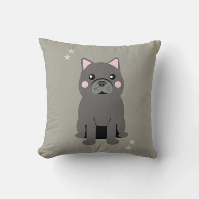Cojín Decorativo Cute Cheeks Gray French Bulldog (Anverso)