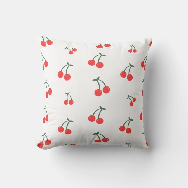 Cojín Decorativo Cute Cherry Pattern – Minimalist Fruit Illustratio (Anverso)