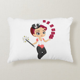 Cojín Decorativo Cute Chibi Hechicera Femenina Realizando Magia de